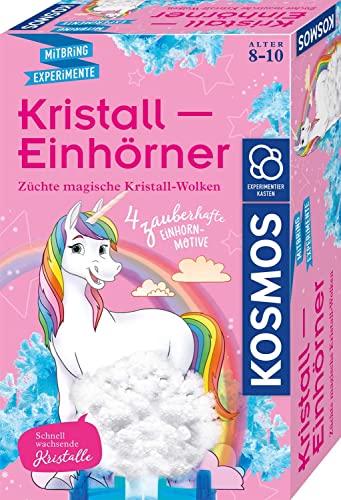 KOSMOS 657864 Kristall-Einhörner, Magische Kristall-Wolken züchten, vier Einhorn-Motive, farbige Kristalle züchten, Experimentierset für Kinder ab 8 Jahre, Kinderzimmer-Deko, Mitbringsel, Geschenk von Kosmos