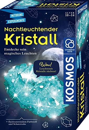 KOSMOS 658007 Nachtleuchtender Kristall, Kristalle selbst züchten, mit Schatztruhe, Experimentieren für Kinder ab 10 Jahre, Mitbringsel, kleines Geschenk von Kosmos