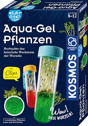 KOSMOS 658168 Fun Science Aqua-Gel Pflanzen, beobachte das Wachstum der Wurzlen, Kresse und Mungobohnen im Glas anziehen, Experimentierkasten für Kinder ab 8 Jahre, Pflanzset für Kinder von Kosmos