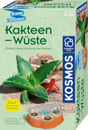 KOSMOS 658250 MBE Kakteen-Wüste Züchte eigene Kakteen, Komplett-Set mit dekorativem Mini-Gewächshaus, Kakteen züchten für Kinder ab 6 Jahre, von Kosmos