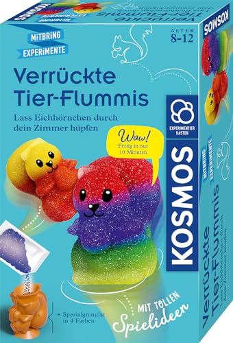 KOSMOS 658267 Verrückte Tier-Flummis, Experimentierkasten für Kinder ab 8 Jahre, Flummis selber Machen Set für Kinder, Lass Eichhörnchen durchs Zimmer hüpfen von Kosmos