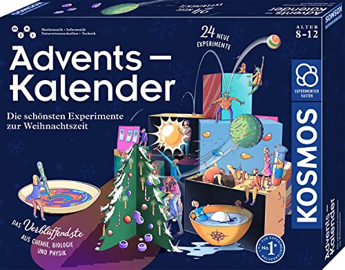 KOSMOS 661076 Experimentierkasten Adventskalender, Die schönsten Experimente zur Weihnachtszeit, in 5 Min, für Kinder ab 8-12 Jahre, Spielzeug-Adventskalender, Science Adventskalender von Kosmos