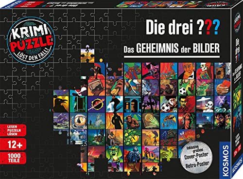 Die drei ??? - Krimi Puzzle - Das Geheimnis der Bilder von KOSMOS 680831, 1000 Teile, mit Fan-Plakat, Lesen, Puzzeln, Rätsel lösen, Detektiv Puzzle für Kinder ab 12 Jahre von Die drei