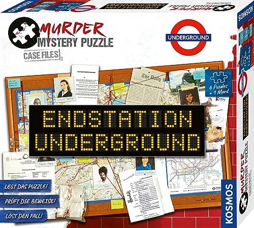 KOSMOS 682170 Murder Mystery Puzzle Case Files Endstation Underground, Erlebnispuzzle, Puzzle Meets Crime, alleine oder im Team, ab 16 Jahren, mehrere Puzzles, zahlreiche Beweisstücke, Krimi Spiel von Kosmos