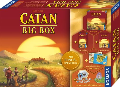 KOSMOS 682941 Catan - Big Box, 7-teilige Vorteilsbox, Starterset für Catan - Das Spiel, inklusive Ergänzung für 5-6 und Erweiterung mit Bonus-Szenarien, Siedler von Catan von Kosmos