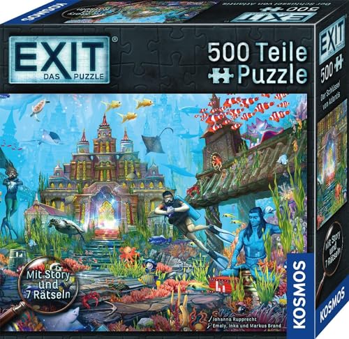 KOSMOS 683962 EXIT® - Das Puzzle Der Schlüssel zu Atlantis, 500 Teile Puzzle, für Erwachsene und Kinder ab 10 Jahren, Escape Room Puzzle für Einsteiger mit Rätseln von Kosmos