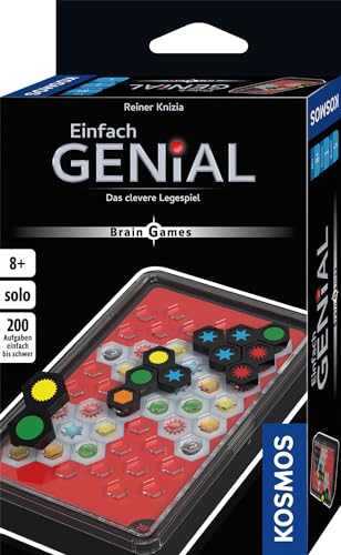 KOSMOS 684341 Einfach Genial Brain Games, Knobel-Spaß für 1 Person, Gehirn-Jogging mit 200 Aufgaben, Verschiedene Levels, handliche Box für unterwegs, Brain Teaser ab 8 Jahre, Konzentrationsspiel von KOSMOS