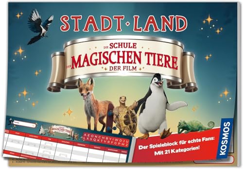 KOSMOS 684372 Stadt Land Die Schule der magischen Tiere, Spielblock zum Film, Stadt Land Fluss, tolles Geschenk für Mädchen und Jungen ab 8 Jahre von KOSMOS