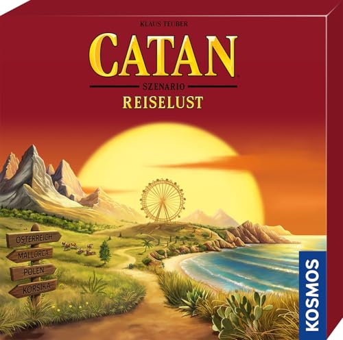 KOSMOS 684525 Catan Szenario Reiselust, Länderszenarien Österreich, Mallorca, Polen, Korsika auf 2 doppelseitigen Spielplänen, nur spielbar mit dem Grundspiel Catan - Das Spiel von KOSMOS