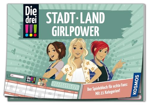 KOSMOS 684594 Die DREI !!! Stadt Land Girlpower, Spielblock mit Die DREI Ausrufezeichen, Stadt Land Fluss, tolles Geschenk für Mädchen und Jungen ab 8 Jahre von KOSMOS