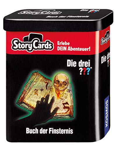 KOSMOS 688028 Story Cards - Die drei ??? Buch der Finsternis, Die drei Fragezeichen Kartenspiel, erlebe die interaktive Detektiv Geschichte, Krimi Kartenspiel für Kinder, in Metalldose zum Mitnehmen von Die drei