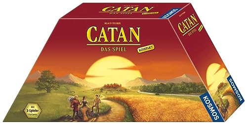 KOSMOS 693138 CATAN - Das Spiel Kompakt, Siedler von Catan als Reisespiel für unterwegs im praktischen Koffer, für 2-4 Personen ab 10 Jahren mit 2-Spieler-Variante von Kosmos