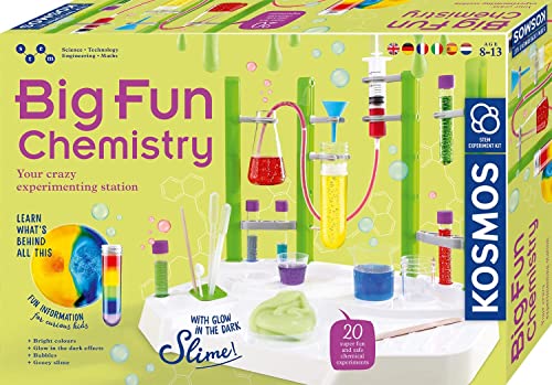 KOSMOS Big Fun Chemistry - Die verrückte Chemie-Station, Experimentierkasten, Labor für Kinder ab 8 Jahren, glibbriger Schleim, blubbernde Flüssigkeiten, wechselnde Farben, mehrsprachige Anleitung von Kosmos