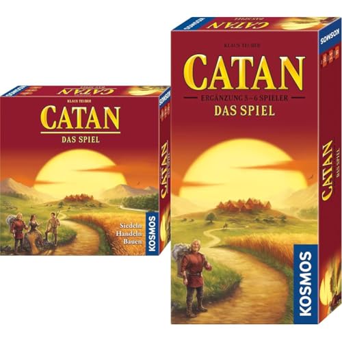 KOSMOS Bundle aus dem Basisspiel Catan - Das Spiel und Ergänzung 5-6 Spieler, Strategiespiel für 3-6 Personen ab 10 Jahren, Brettspiel-Klassiker, Familienspiel, Gesellschaftsspiel, Siedler von Catan von Kosmos