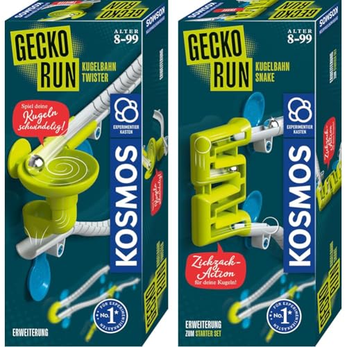 KOSMOS Gecko Run Doppelpack Erweiterungen Twister + Snake, Zubehör für coole vertikale Kugelbahnen, inkl.zusätzliche Bahnelemente, für Kinder ab 8 Jahren von Kosmos