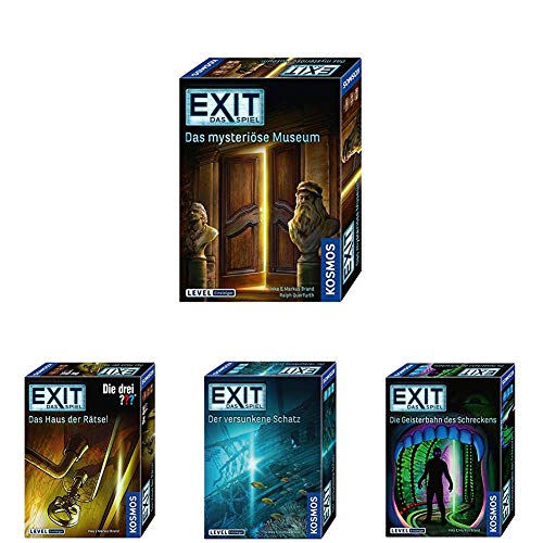 KOSMOS Spiele - EXIT Spiele Set Einsteiger (Das mysteriöse Museum + Das Haus der Rätsel + Der versunkene Schatz + Die Geisterbahn des Schreckens) von KOSMOS