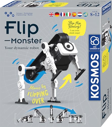 KOSMOS 617394 Flip-Monster, Dynamik-Bot, Roboter Bausatz innovativer Überschlagsantrieb, Spielzeug Roboter für Kinder ab 8 Jahre, Technik Bausatz, Experimentierkasten mehrsprachige Anleitung von Kosmos