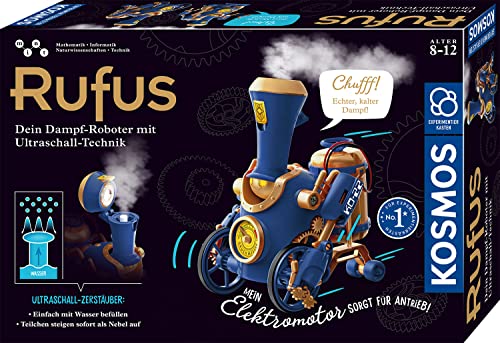 KOSMOS 621131 Rufus - Dein Dampf-Roboter, 3 Modi: Roboter, Zug, dampfende Steampunk-Maschine, mit Ultraschall-Technik, Roboter-Spielzeug für Kinder ab 8-12 Jahre, Bausatz, Experimentierkasten, MINT von Kosmos