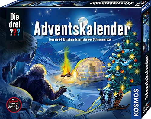 Die drei ??? Adventskalender 2023 von KOSMOS 632533, Löse die 24 spannenden Rätsel um das mysteriöse Schneemonster, Spielzeug- und Rätsel-Adventskalender für Kinder von Die drei