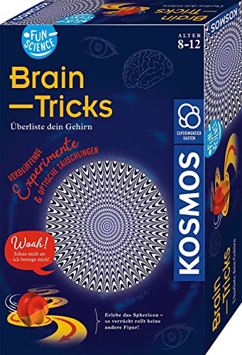 KOSMOS 654252 Fun Science - Brain Tricks, Verblüffende Experimente mit optischen Täuschungen und Illusionen, u. a. mit 3D-Brille, Sphericon, Schiefer Raum, Experimentier-Set für Kinder ab 8-12 Jahre von Kosmos