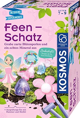 KOSMOS 657857 Feen-Schatz - Ausgrabungs-Set, Für Feen und Elfen-Fans, Entdecke den magischen Schatz mit Perlen für EIN Armband und Blüten-Haargummi, Für Kinder ab 7 von Kosmos