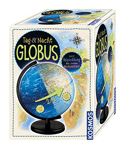 Kosmos 673017 Tag & Nacht Globus 26cm mit Beleuchtung, Globus für Kinder ab 7 Jahren, Weltkugel zum Entdecken, Leuchtglobus von Kosmos