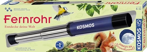 KOSMOS ‎676872 Fernrohr - Entdecke Deine Welt, Linsen-Fernrohr mit 12facher Vergrößerung. Stabiler Okularauszug aus Metall. Für Kinder ab 8 Jahre mit Tipps zur Anwendung und Beobachtungen von Kosmos