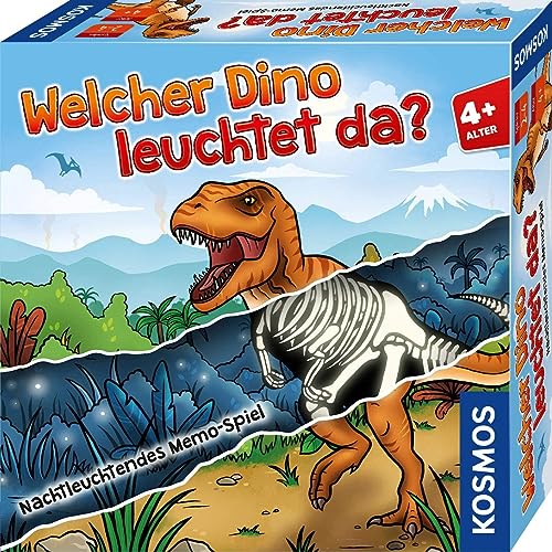 KOSMOS 680701 Welcher Dino leuchtet da? Memo-Spiel, leuchtet im Dunkeln, Kinder-Spiel ab 4 Jahre für 2-4 Spieler, Geburtstagsgeschenk, lustiges Gesellschaftsspiel nicht nur für Dinosaurier-Fans von Kosmos