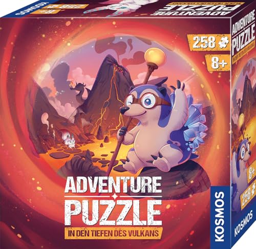 Kosmos 684853 Adventure Puzzle In den Tiefen des Vulkans, 258 Teile, interaktives Abenteuerpuzzle für Kinder ab 8 Jahre, Abenteuergeschichte mit jedem Puzzleteil entdecken von Kosmos