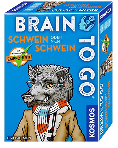 Kosmos 690823 Brain to go - Schwein oder nicht Schwein, Spielend das Gehirn trainieren mit Denksport für zwischendurch. Merkspiel, Gesellschaftsspiel für 1 - 5 Spieler ab 8 - 99 Jahre einfache Regeln von Kosmos