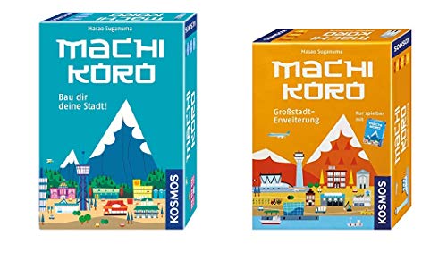 KOSMOS Machi Koro Bundle mit Großstadt Erweiterung, BAU dir Deine Stadt! Schneller Aufbau - viel Spielspaß, kompaktes Spiel mit Karten und Würfeln, für 2 bis 4 Personen, ab 8 Jahre von KOSMOS