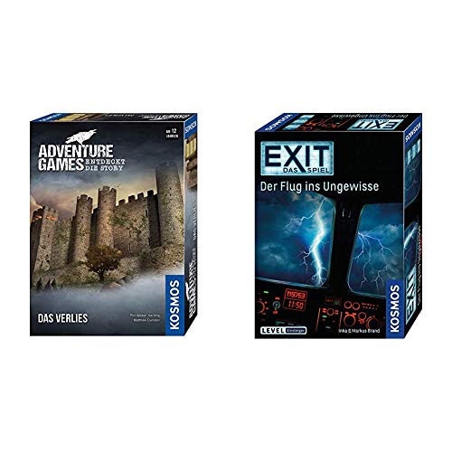 Kosmos 695088 - Adventure Games - Das Verlies. Entdeckt die Story, Kooperatives Gesellschaftsspiel & EXIT - Das Spiel - Der Flug ins Ungewisse, Level: Einsteiger, Escape Room Spiel: 1-4 Spieler von Kosmos