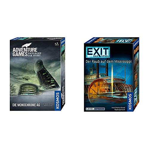 Kosmos 695132 - Adventure Games - Die Monochrome AG. Entdeckt die Story, Kooperatives Gesellschaftsspiel & Das Spiel - Der Raub auf dem Mississippi, Level: Fortgeschrittene, Escape Room Spiel von Kosmos