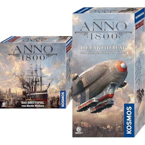 KOSMOS Bundle aus Anno 1800 - Das Brettspiel + Erweiterung, Das Brettspiel zum beliebten PC-Spiel, Aufbau-Strategie-Spiel für 2-4 Spieler, Gesellschaftsspiel ab 12 Jahre, mit Originalgrafiken von KOSMOS