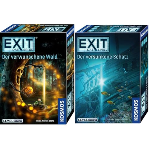 KOSMOS EXIT Spiele Set Einsteiger: Der verschwunsche Wald + Der versunkene Schatz, Level: Einsteiger, Escape Room Spiel, EXIT Game für 1 bis 4 Spieler ab 10 Jahre, EIN einmaliges Gesellschaftsspiel von KOSMOS