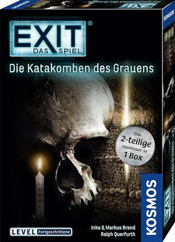 KOSMOS 694289 EXIT® - Das Spiel - Die Katakomben des Grauens - das 2-teilige Abenteuer in 1 Box, Level: Fortgeschrittene, Escape Room Spiel, EXIT Game für 1-4 Spieler ab 12 Jahre von Kosmos