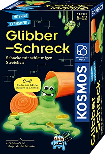 KOSMOS 657970 Glibber-Schreck, Erschaffe Glibber-Monster, nachtleuchtende Maden, Pups-Schleim etc. Experimentierset für Kinder ab 8 Jahre, Scherz-Artikel, Mitbringsel, lustiges Geschenk, Beschäftigung von Kosmos