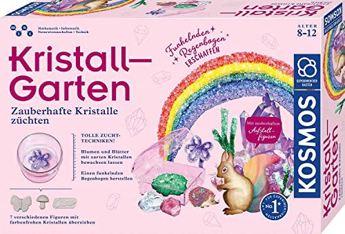 Kosmos 643645 Kristall-Garten, Bunte Kristalle züchten, Regenbogen, Blumen, Blätter und Gips-Figuren mit Kristallen überziehen, Experimentierkasten für Kinder ab 8 Jahre, Kinderzimmer-Deko von Kosmos