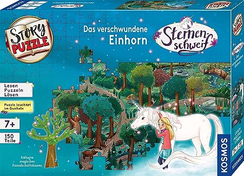 KOSMOS 682279 Story Puzzle Sternenschweif Das verschwundene Einhorn, 150 Teile, leuchtet im Dunkeln, mit exklusiver Kurzgeschichte, Lesen, Puzzeln, Rätsel lösen, Spielspaß für Kinder ab 7 Jahre von Kosmos