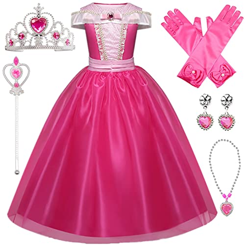 Kosplay Mädchen Aurora Prinzessin Kostüm mit Accessoires Dornröschen Verkleidung Kinder Prinzessin Kleid Geburtstag Party Weihnachten Halloween Karneval Cosplay Kleider von Kosplay