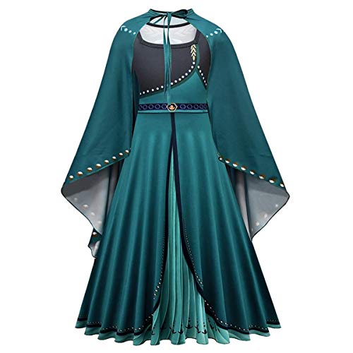 Kosplay Mädchen Kleid Eiskönigin 2 Prinzessin Anna Kostüm Schneekönigin Kleid Kinder Party Cosplay Fasching Halloween Weihnachtsfeier Kostüm 110-150cm von Kosplay