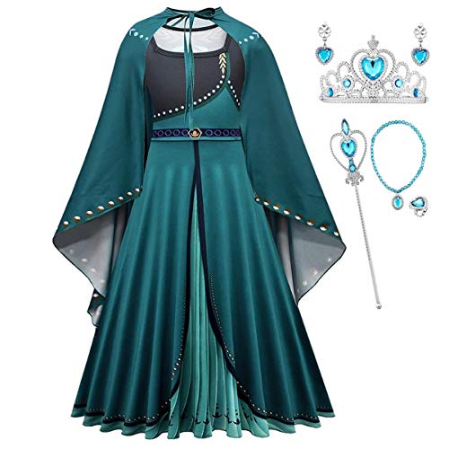 Kosplay Mädchen Kostüm Prinzessin Anna Kleid Mädchen Eiskönigin 2 Kostüm Geburtstag Weihnachten Halloween Karneval Cosplay Party Kostüme Kinder 3-12 Jahre von Kosplay