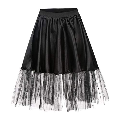 Kostümplanet® Petticoat schwarz mit Gummiband und Tüll Tutu Petti Coat schwarzer Unterrock von Kostümplanet