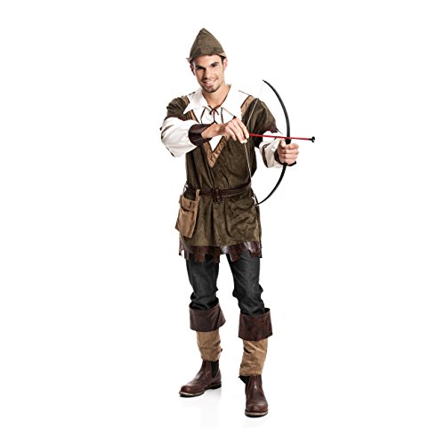 Kostümplanet® Robin Hood Kostüm Herren Faschings-Kostüm Mittelalter Kleidung Männer Jäger Outfit Set Verkleidung Bogenschütze Erwachsene Größe 48/50 von Kostümplanet