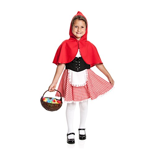 Kostümplanet® Rotkäppchen Kostüm Mädchen Kinder komplett Set Verkleidung roter Cape Schürze Kinderkostüm Märchen Outfit Faschingskostüm Größe 104 von Kostümplanet