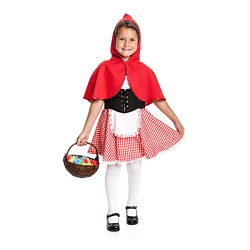 Kostümplanet® Rotkäppchen Kostüm Mädchen Kinder komplett Set Verkleidung roter Cape Schürze Kinderkostüm Märchen Outfit Faschingskostüm Größe 116 von Kostümplanet