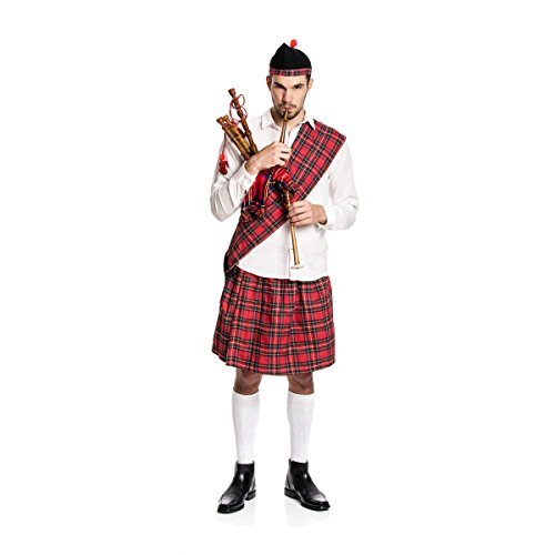 Kostümplanet® Schotten-Kostüm Herren Kilt + Mütze + Schärpe Schotte Faschings-Kostüm große Größe 64/66 von Kostümplanet