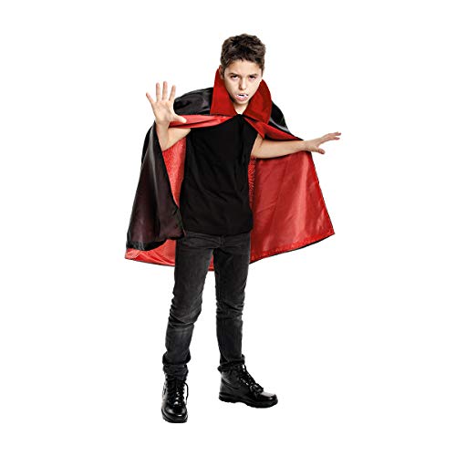 Kostümplanet® Vampir-Kostüm Kinder Halloween Jungen Mädchen Umhang Dracula-Kostüm mit Kragen (164, Rot-Schwarz) von Kostümplanet