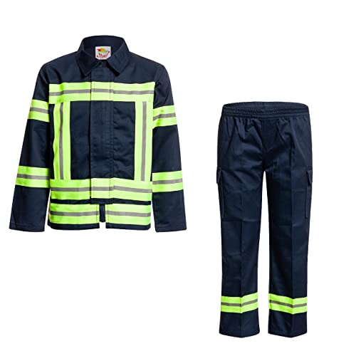 Kostümplanet Feuerwehr-Kostüm Kinder Feuerwehrmann Uniform Deluxe Blau (116) von Kostümplanet