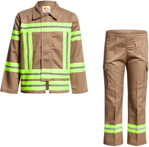 Kostümplanet Feuerwehr-Kostüm Kinder Kostüm Feuerwehrmann Kind Uniform Beige (116) von Kostümplanet